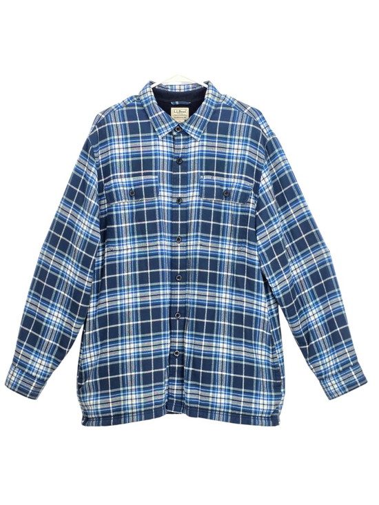 L.L. Bean Other - L.L.Bean Fleece Lined Flannel Shirt Jacket Mens L Blue Plaid Workwear